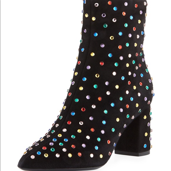 NWT SAINT LAURENT SUEDE BETTY CRYSTAL BOOTIE - Picture 3 of 8